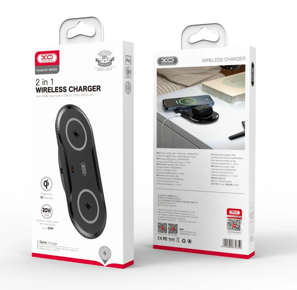 Бездротова зарядка XO 2in1 Desktop Series