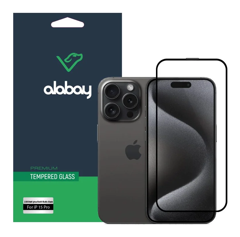 Захисне скло Alabay для iPhone 15 Pro Anti Static (Black)