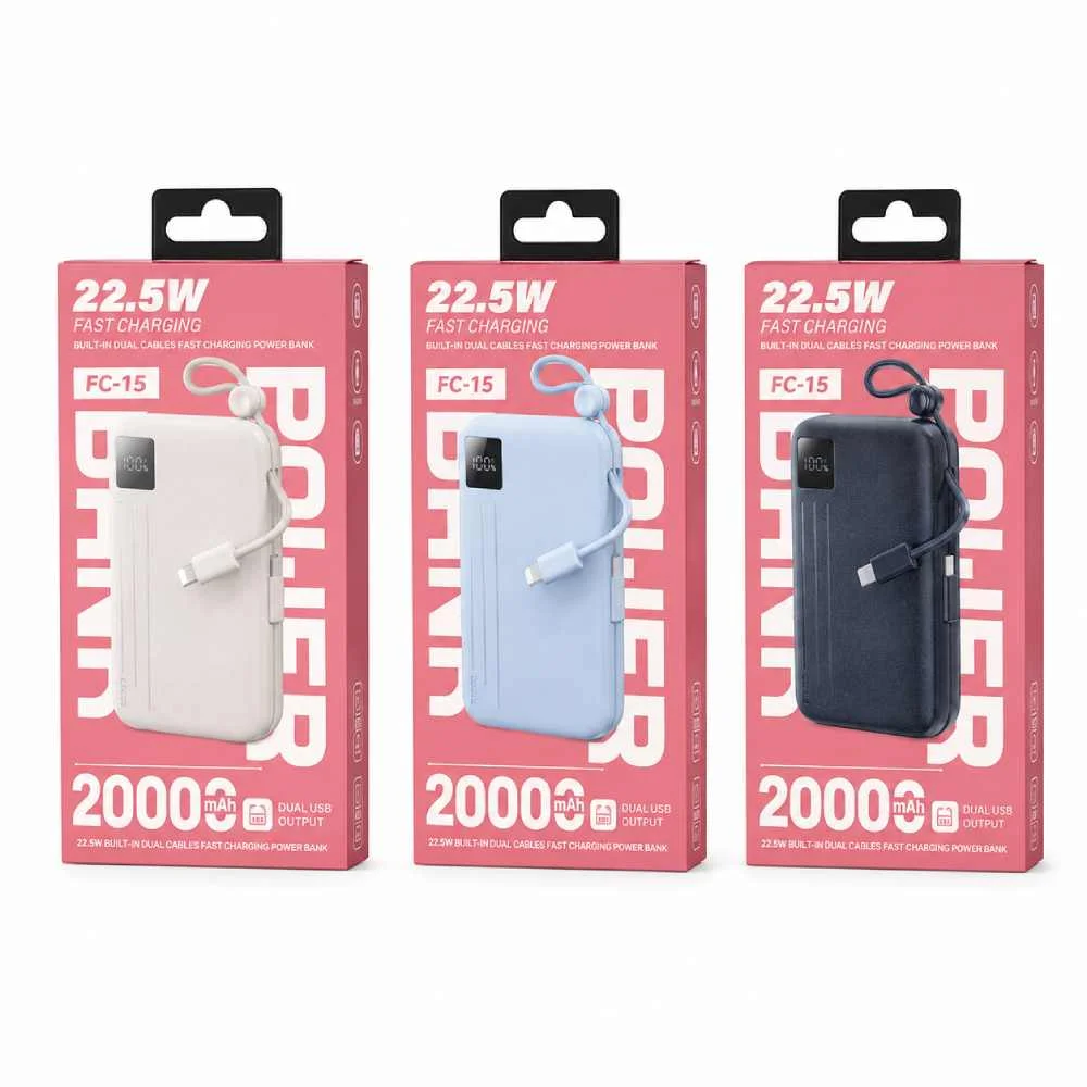PowerBank Remax FC-15 22.5W Dual cables fast charging 20000mAh
