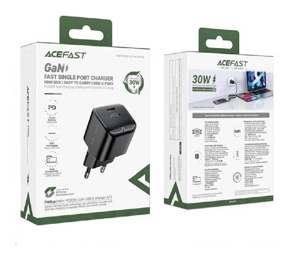 Адаптер Acefast A77 USB-C Mini PD30W GaN