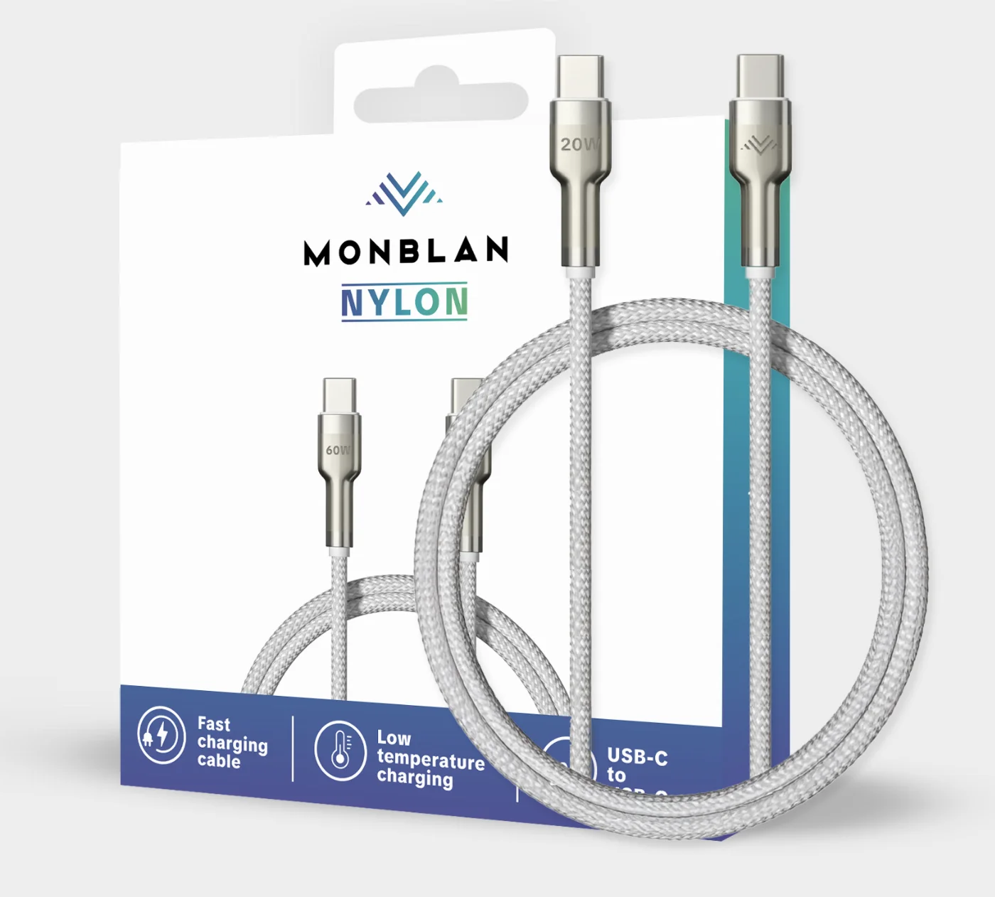 Кабель Monblan USB-C to USB-C 60W Nylon Series