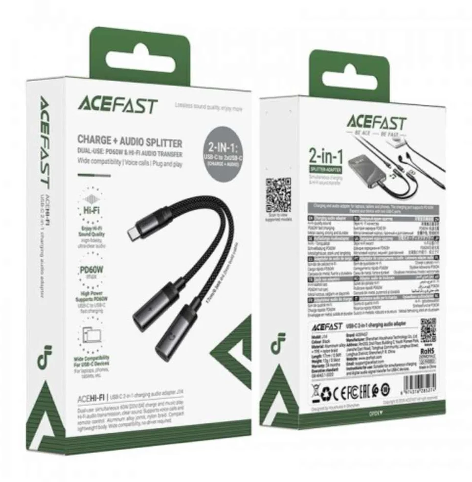 Аудіо-перехідник Acefast J14 USB-C 2in1