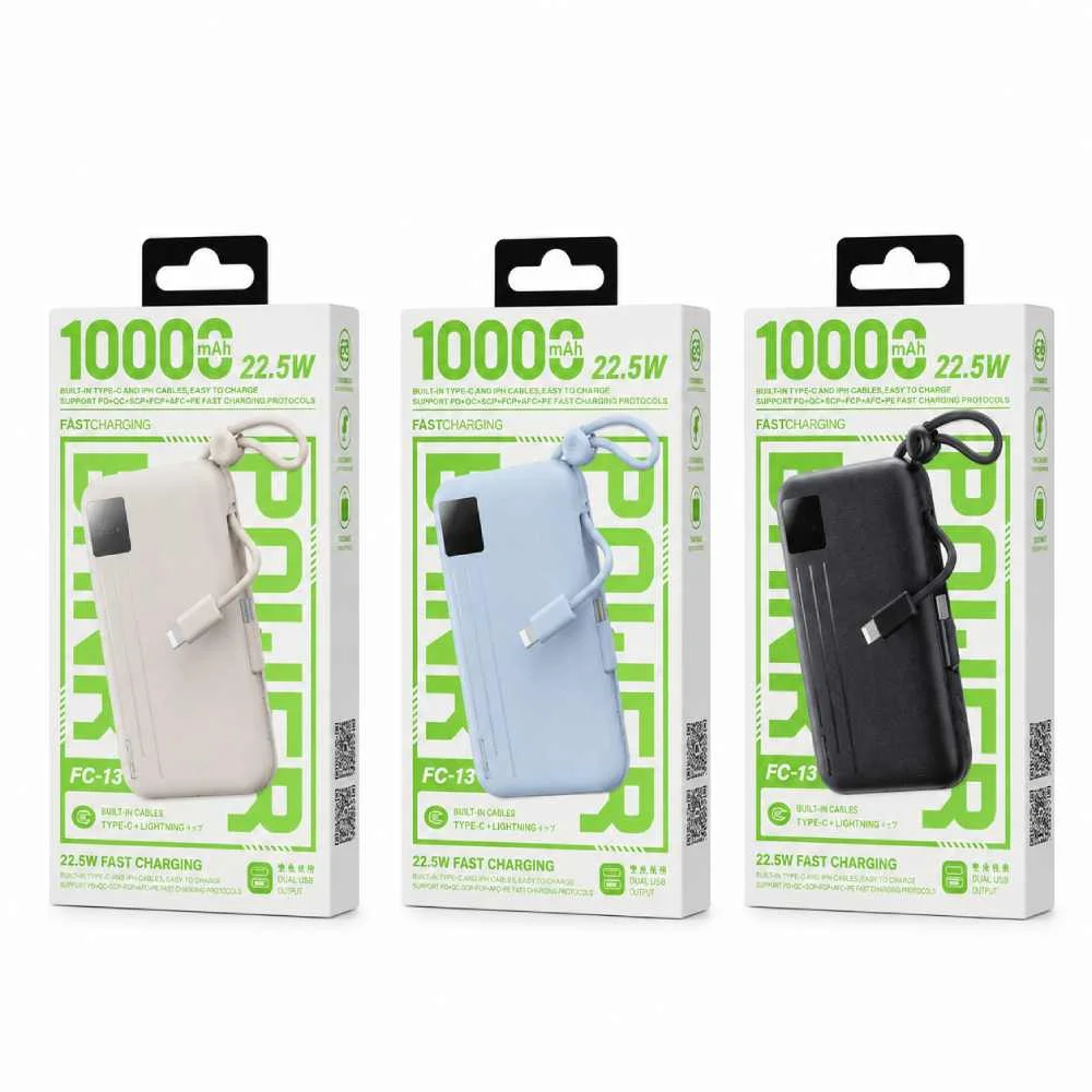 PowerBank Remax FC-13 22.5W Dual cables fast charging 10000mAh