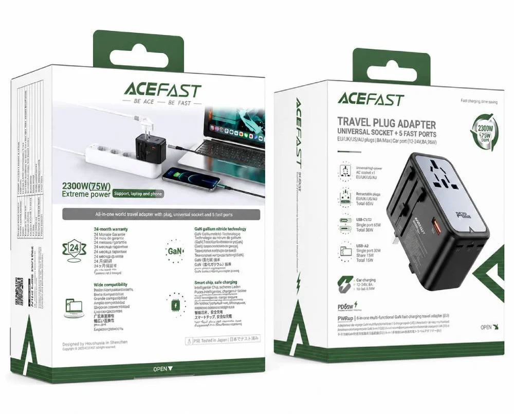 Перехідник Acefast Z1 PD75W GaN 3xUSB-C + 2xUSB-A Multifunctional Series
