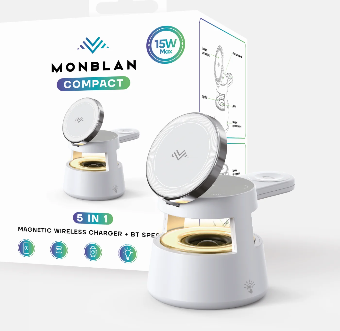 Бездротова зарядка Monblan 5in1 W1 Compact Series