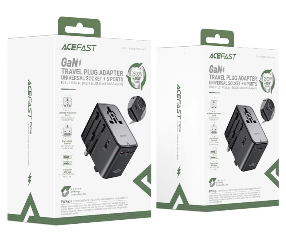 Перехідник Acefast Z8 PD45W GaN 3xUSB-C + 2xUSB-A Multifunctional Series