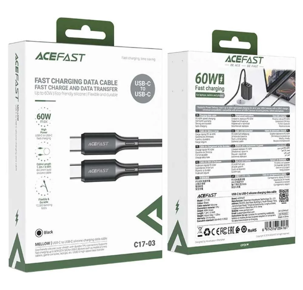 Кабель Acefast C17-03 USB-C to USB-C Silicone Series