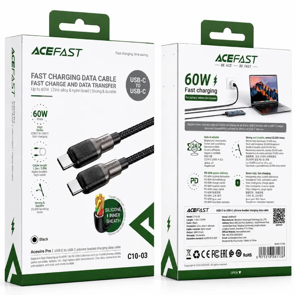 Кабель Acefast C10-03 USB-C to USB-C Silicone Braid Series