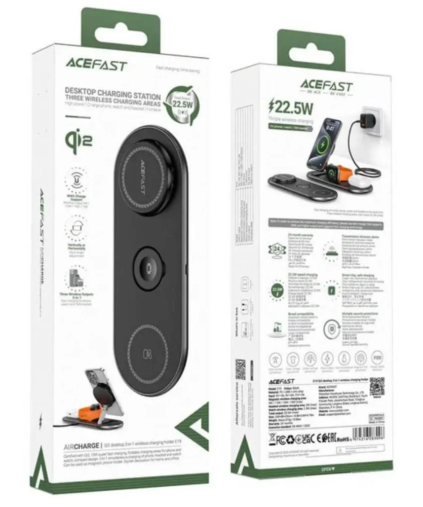 Бездротова зарядка Acefast E19 3in1 Qi2 Desktop Series