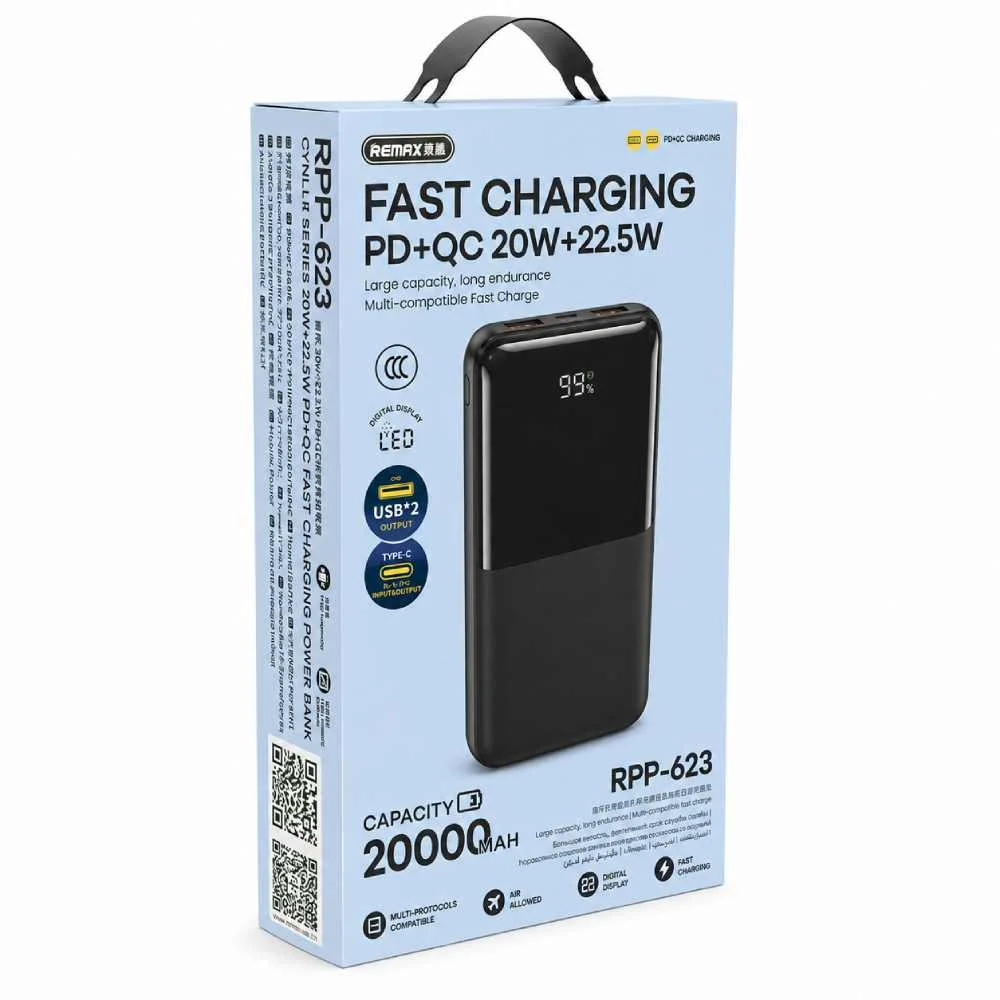 PowerBank Remax RPP-623 PD 20W+QC 22.5W Cynlle Series Fast Charging 20000mAh