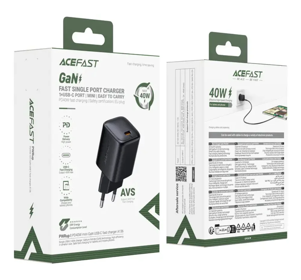 Адаптер Acefast A134 PD67W mini GaN USB-C Fast Charger
