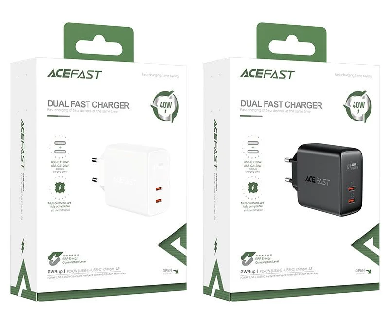 Адаптер Acefast A9 USB-C+USB-C PD 40W