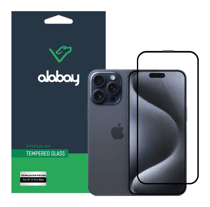 Захисне скло Alabay для iPhone 15 Pro Max Anti Static (Black)