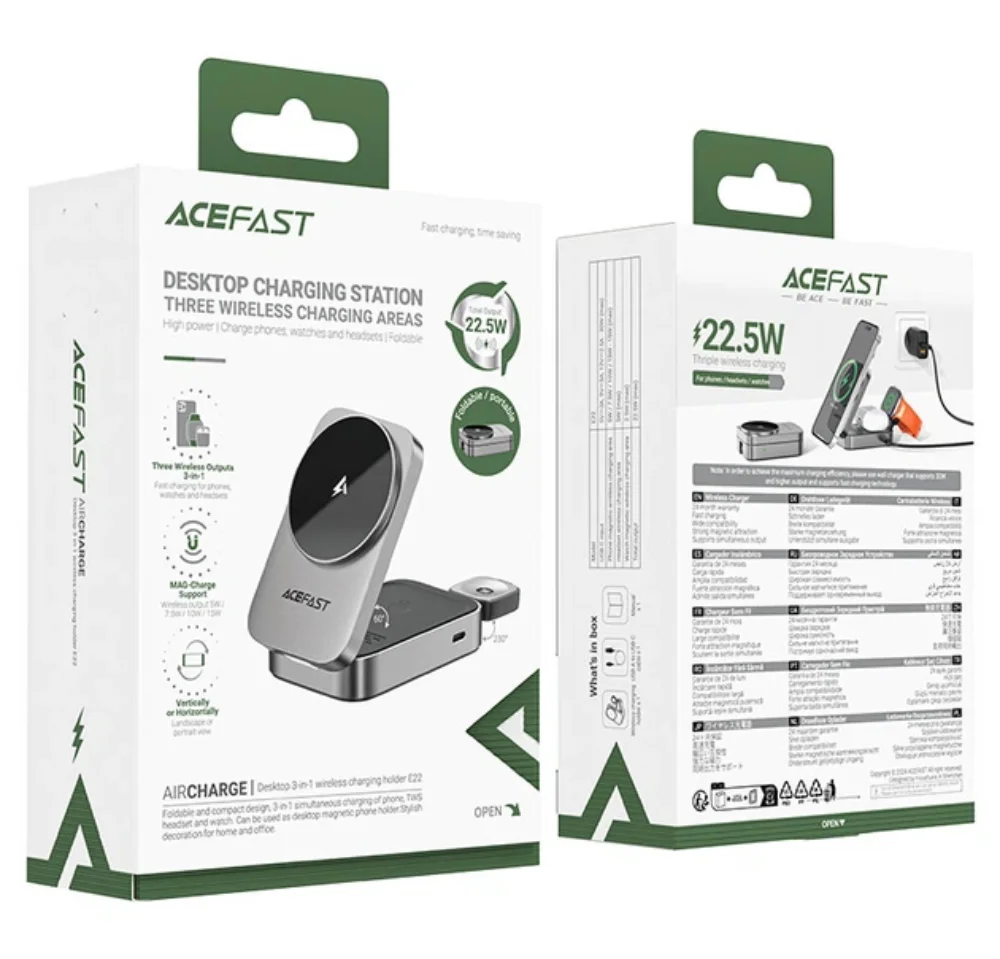 Бездротова зарядка Acefast E22 Desktop 3in1 Series
