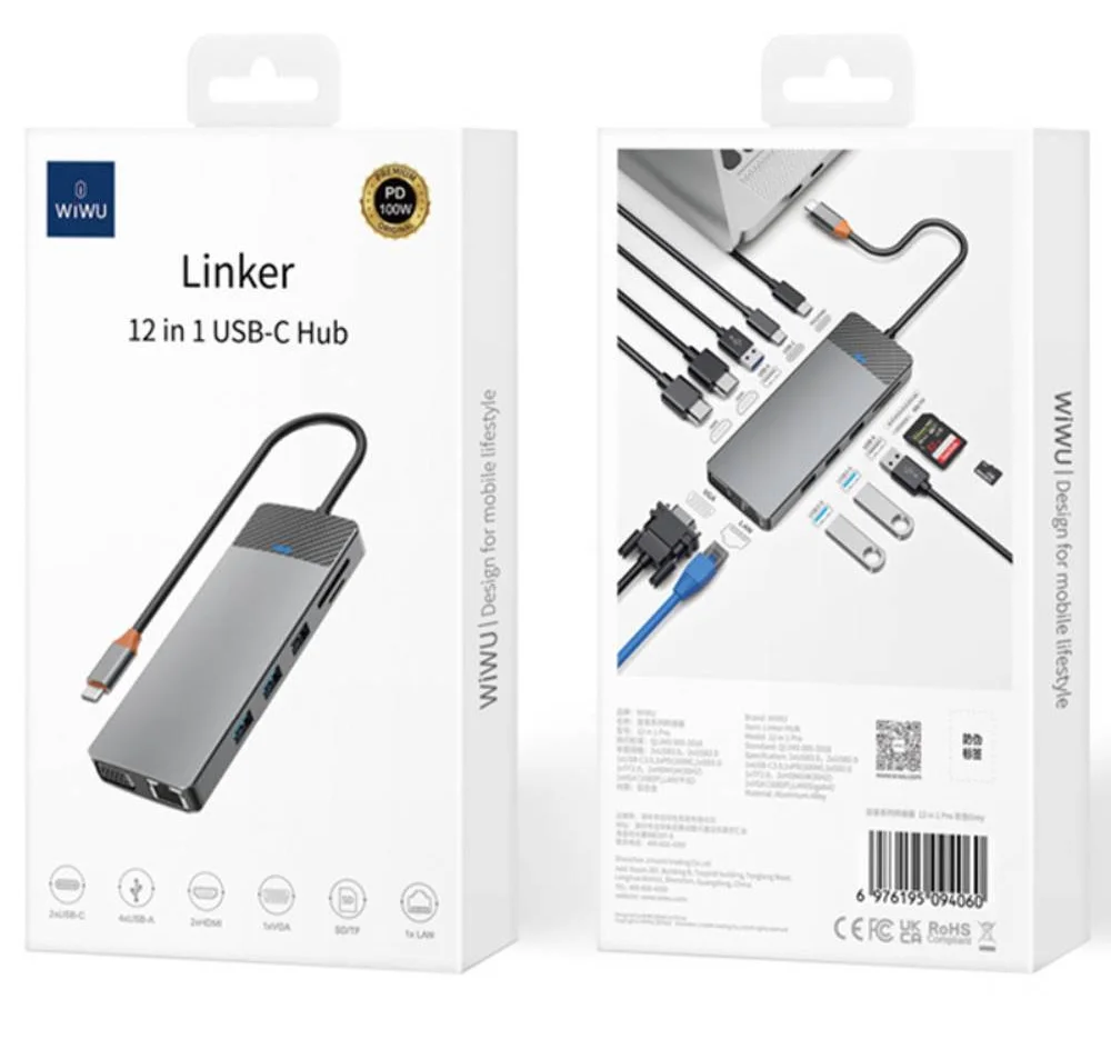 Перехідник Wiwu USB-C 12in1 Cyber Hub Series