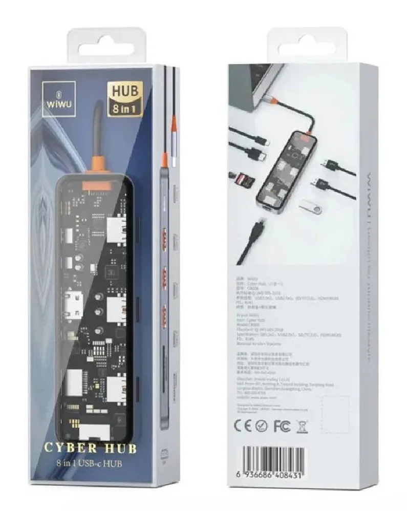 Перехідник Wiwu USB-C 8in1 Cyber Hub Series