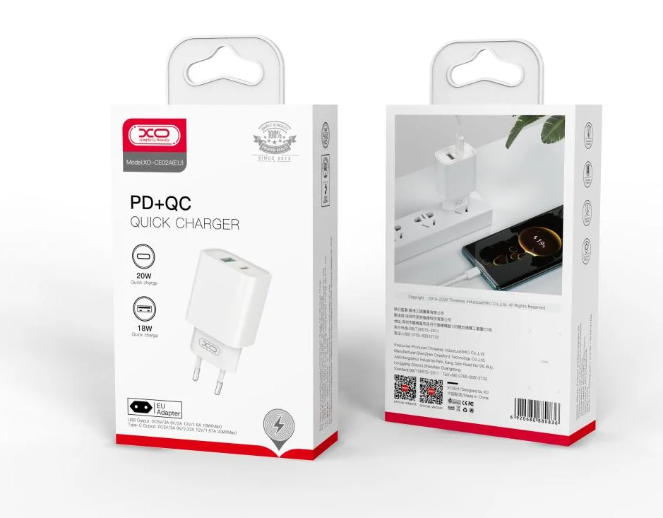 Адаптер XO PD20W+QC18W Fast Charger