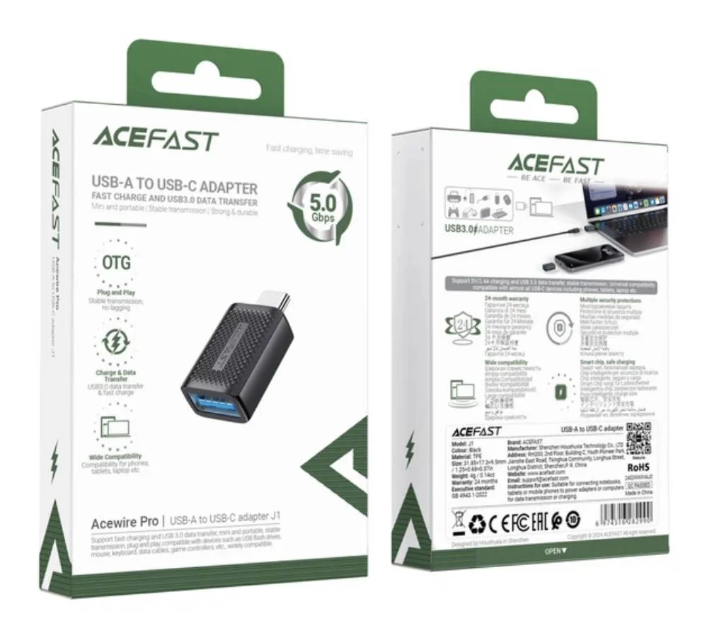 Перехідник Acefast J1 USB to USB-C
