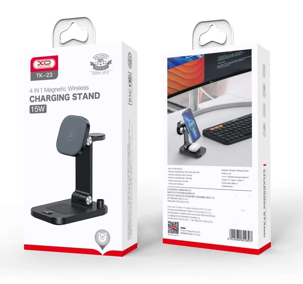 Бездротова зарядка XO 4in1 Stand 15w
